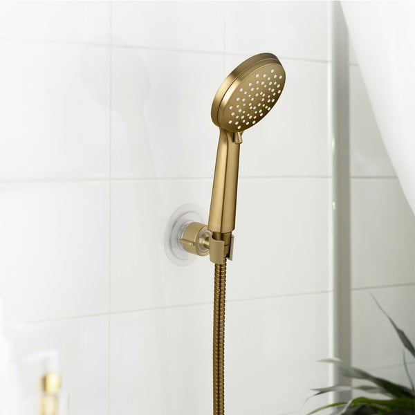 Plastový držiak na sprchu bez vŕtania v zlatej farbe Libertà – Wenko-image-1