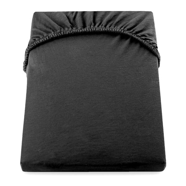 Čierna elastická plachta DecoKing Nephrite, 180/200 x 200 cm