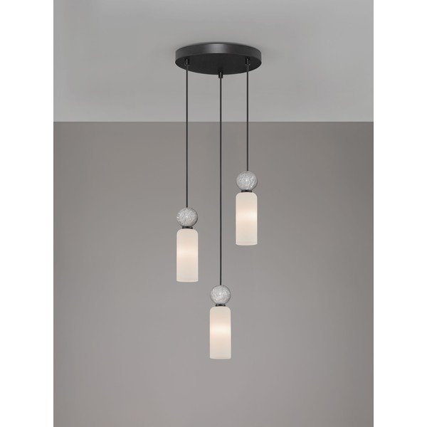 Matne čierne kamenné závesné svietidlo so skleneným tienidlom ø 25 cm Filomena – Nova Luce-image-4