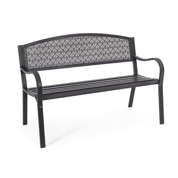 Antracitová kovová záhradná lavica Lizette – Bizzotto-image-2