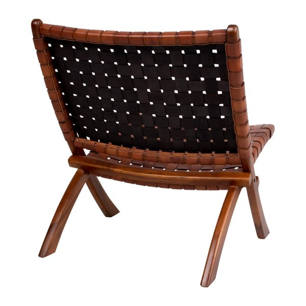 Skladacia stolička z teakového dreva a kože House Nordic Montana-image-3