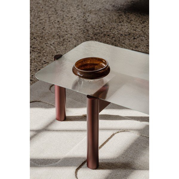 Vínovočervený konferenčný stolík so sklenenou doskou 55x105 cm Kob – noo.ma-image-3