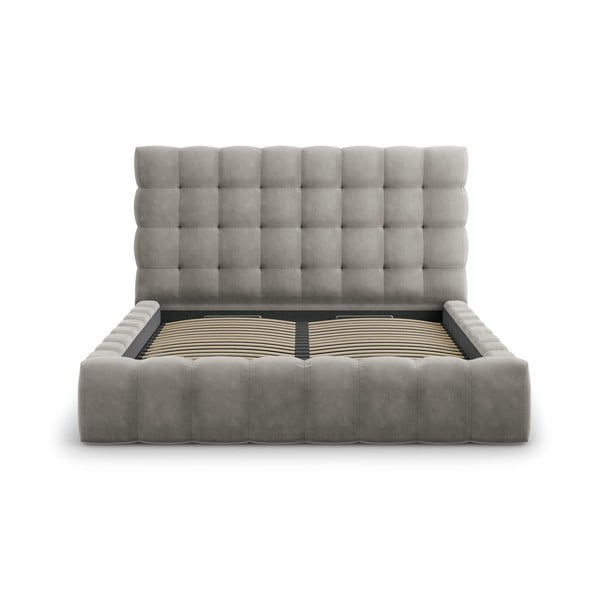 Svetlosivá čalúnená dvojlôžková posteľ s úložným priestorom s roštom 180x200 cm Bali – Cosmopolitan Design-image-2