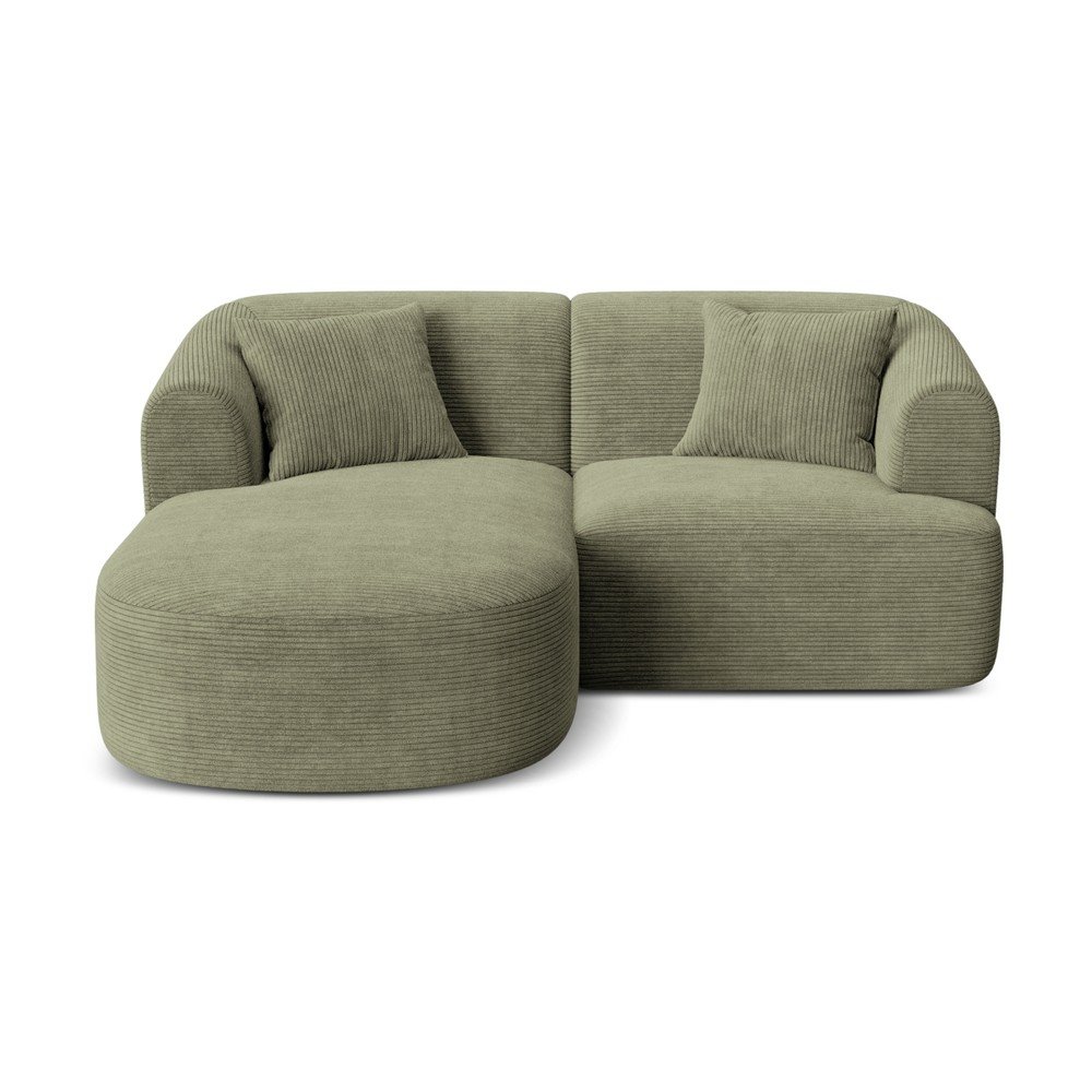 Zelená menčestrová rohová pohovka (ľavý roh/s leňoškou) Campi – Cosmopolitan Design