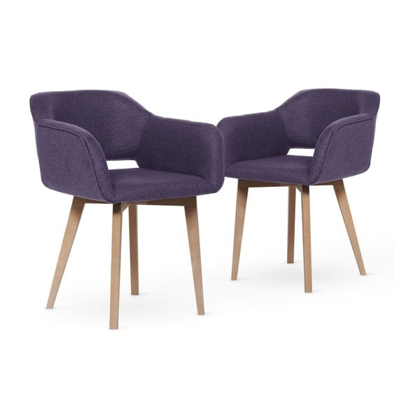 Sada 2 fialových jedálenských stoličiek so svetlými nohami My Pop Design Oldenburg