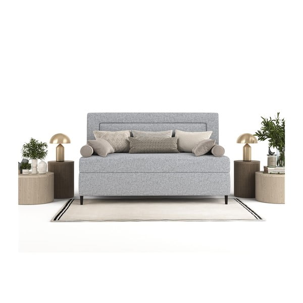 Sivá čalúnená jednolôžková posteľ 90x200 cm Alba – Maison de Rêve-image-4