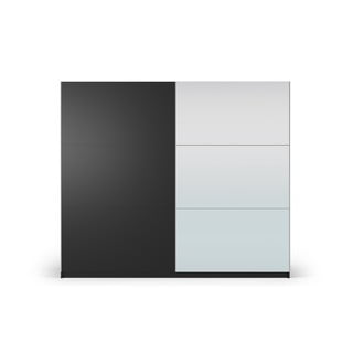 Čierna šatníková skriňa so zrkadlom a s posuvnými dverami 250x215 cm Lisburn - Cosmopolitan Design