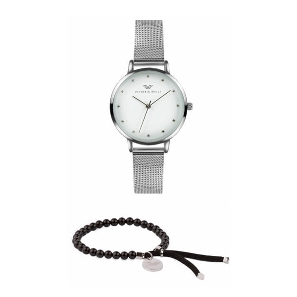 Set dámskych hodiniek s remienkom z chirurgickej ocele a náramku Victoria Walls Meklena