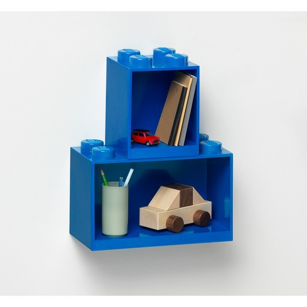 Súprava 2 detských modrých nástenných políc LEGO® Brick-image-1