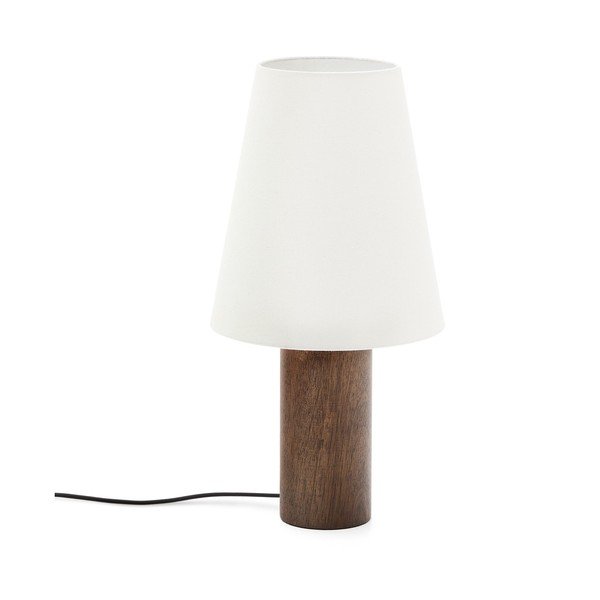 Biela/v tmavoprírodnej farbe stolová lampa s textilným tienidlom (výška  49,5 cm) Marga – Kave Home