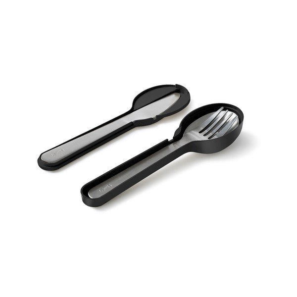 Čierne/v striebornej farbe antikoro cestovné príbory v súprave 3 ks To Go – Lékué-image-2