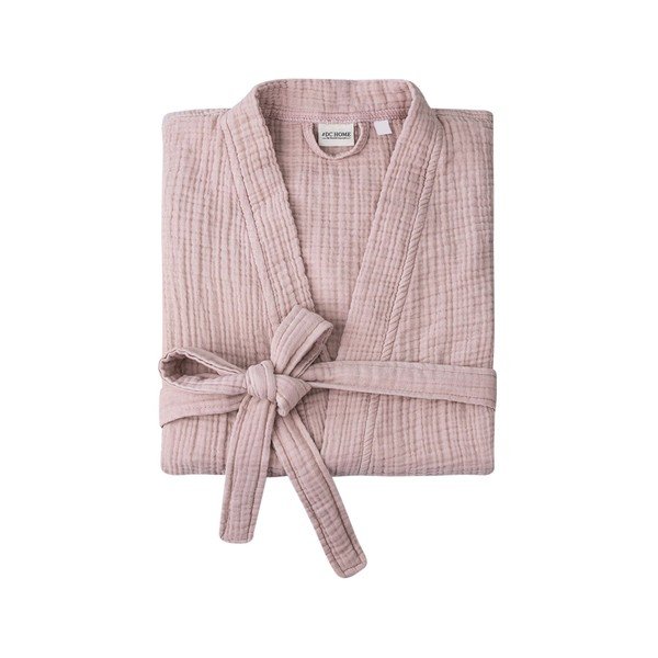 Ružový mušelínový župan veľkosť S/M Kimono – Foutastic-image-2