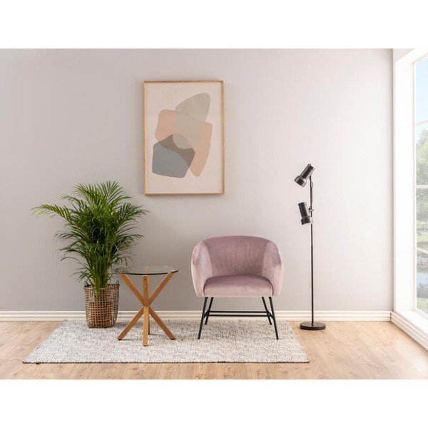 Púdrovoružové zamatové kreslo Actona Ramsey-image-1