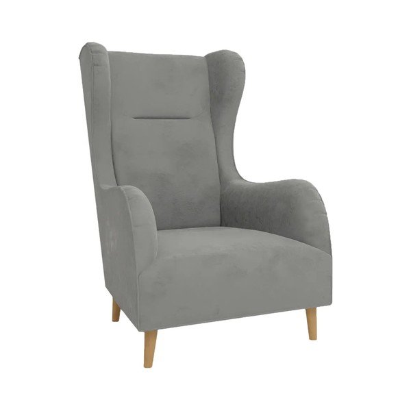 Svetlosivé zamatové kreslo ušiak Carole – Ropez