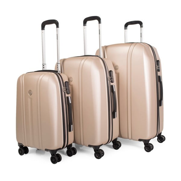 Sada 3 béžových cestovných kufrov na kolieskach Arsamar Thomas
