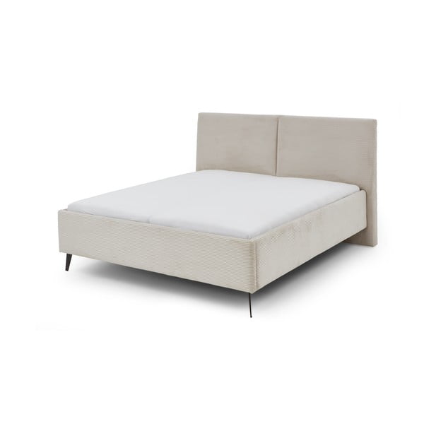Béžová čalúnená dvojlôžková posteľ s úložným priestorom s roštom 180x200 cm Lando – Meise Möbel