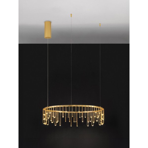 Hliníkové LED závesné svietidlo so stmievačom v zlatej farbe ø 65 cm Stellar – Nova Luce-image-4