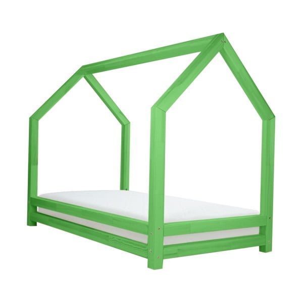 Zelená jednolôžková posteľ z borovicového dreva Benlemi Funny, 120 × 200 cm