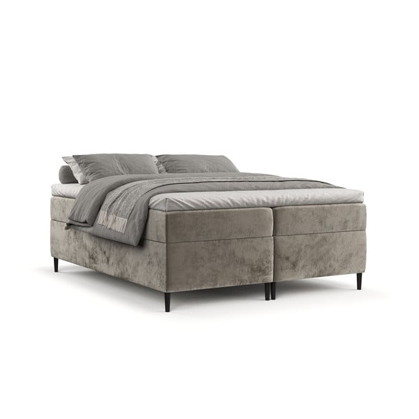 Svetlohnedá boxspring posteľ s úložným priestorom 200x200 cm Araya – Maison de Rêve-image-2