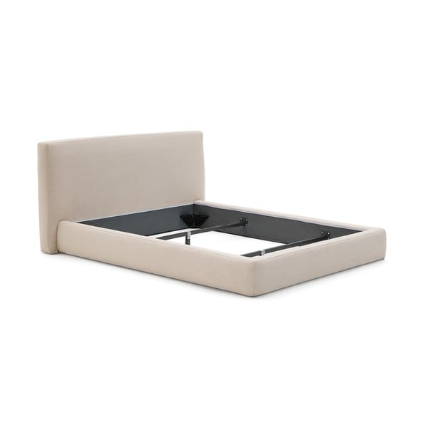 Béžová čalúnená dvojlôžková posteľ bez roštu 160x200 cm Blok – Kave Home