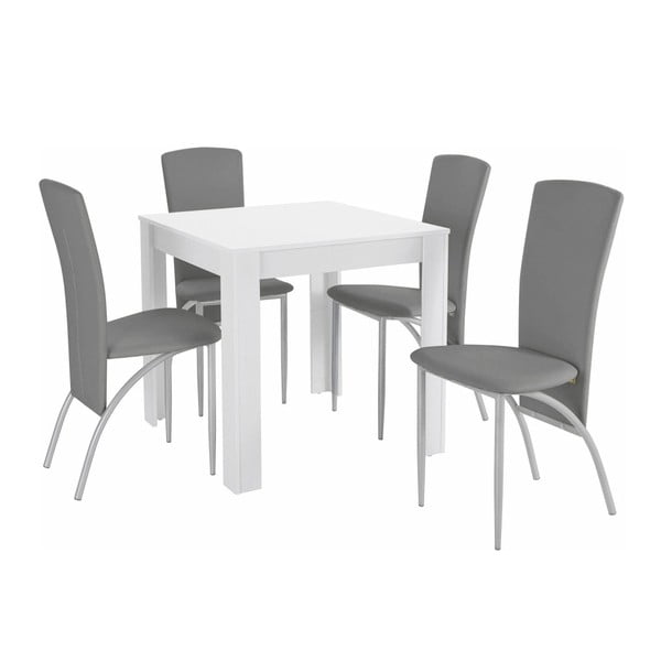 Set jedálenského stola a 4 sivých jedálenských stoličiek Støraa Lori Nevada Duro White Light Grey