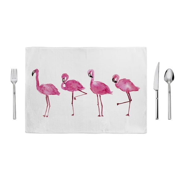 Ružovo-biele prestieranie Home de Bleu Painted Flamingos, 35 x 49 cm