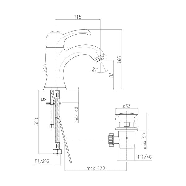 Stojančeková umývadlová batéria v bronzovej farbe Kirké – Sapho-image-3