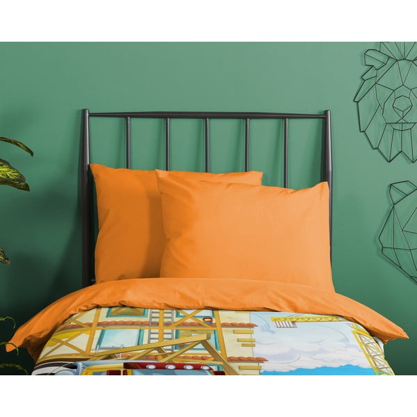 Oranžové bavlnené detské obliečky na jednolôžko 140x200 cm Building – Good Morning-image-2