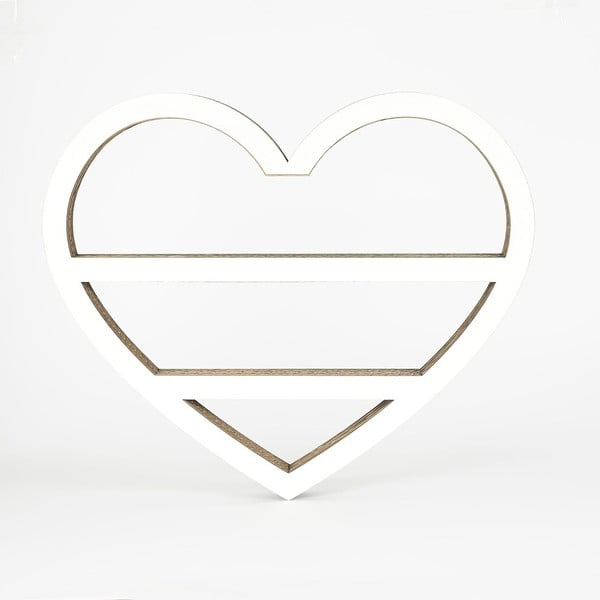 Biela kartónová polica v tvare srdca Dekorjinal Pouff Heart, 50 x 41 cm