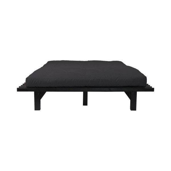 Dvojlôžková posteľ z borovicového dreva s matracom Karup Design Blues Comfort Mat Black/Black, 160 × 200 cm