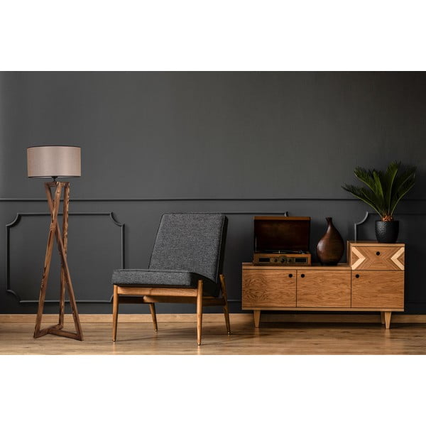 Hnedá stojacia lampa s textilným tienidlom (výška  149 cm) Maçka – Opviq lights-image-1