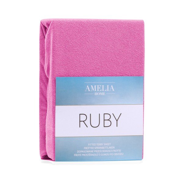 Fuksiová elastická plachta na dvojlôžko AmeliaHome Ruby Siesta, 200-220 x 200 cm-image-1