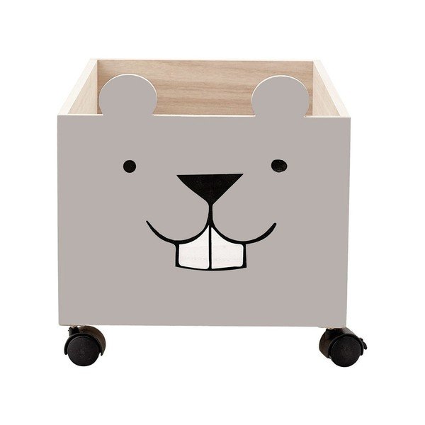 Drevený úložný box na hračky na kolieskach Bloomingville Storage Beaver-image-1