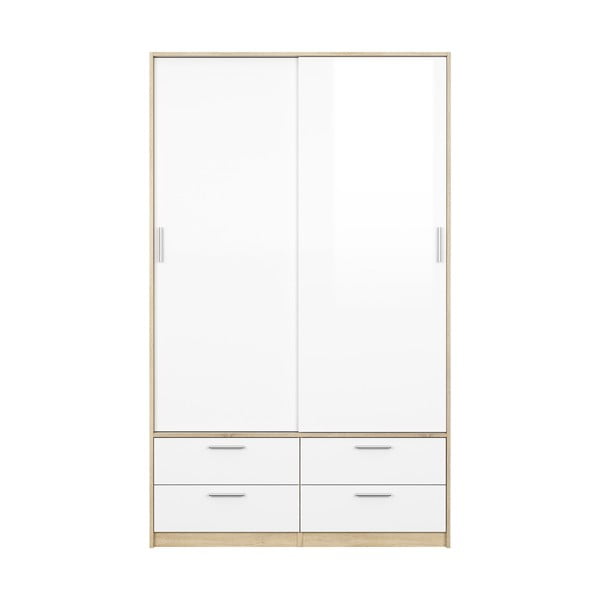 Šatníková skriňa v dekore duba s posuvnými dverami v bielo-prírodnej farbe 121x200 cm Line – Tvilum-image-1