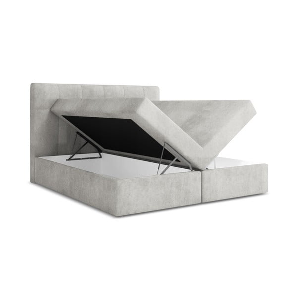 Boxspring posteľ s úložným priestorom 140x200 cm v striebornej farbe Palta – Makamii-image-1