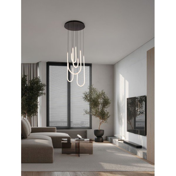 Biele/matne čierne oceľové LED závesné svietidlo so stmievačom s tienidlom z akrylového skla ø 50 cm Topaz – Nova Luce-image-1