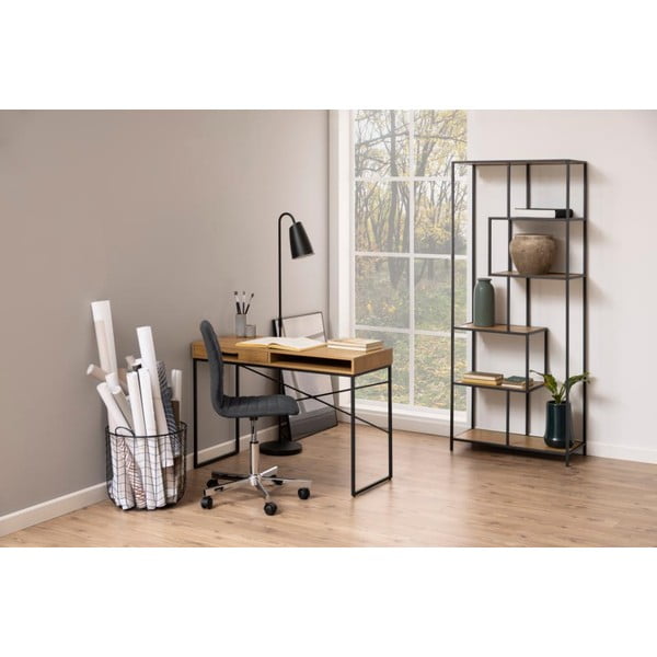 Čierna/prírodná knižnica v dekore duba 77x185 cm Seaford – Actona-image-4