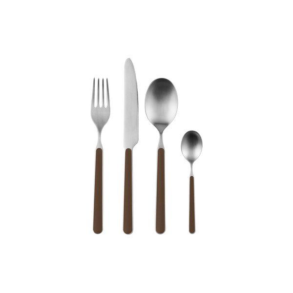 Hnedý/v striebornej farbe antikoro príbor 4 ks pre 1 osobu Noli – noo.ma