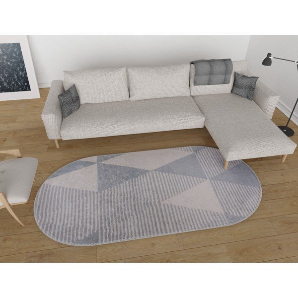 Sivý umývateľný koberec 80x120 cm Oval – Vitaus-image-1