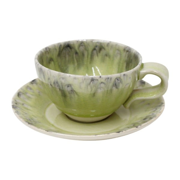 Zelený kameninový hrnček na čaj s tanierikom Costa Nova, 250 ml