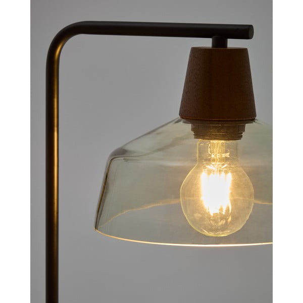 Zelená/v tmavoprírodnej farbe stolová lampa so skleneným tienidlom (výška 55 cm) Silex – Kave Home-image-1