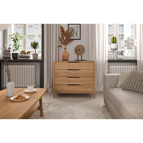 Nízka komoda z dubového dreva v prírodnej farbe 95x80 cm Twig – The Beds-image-3