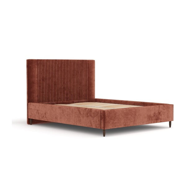 Čalúnená dvojlôžková posteľ s úložným priestorom s roštom 160x200 cm v tehlovej farbe Etero – Maison de Rêve