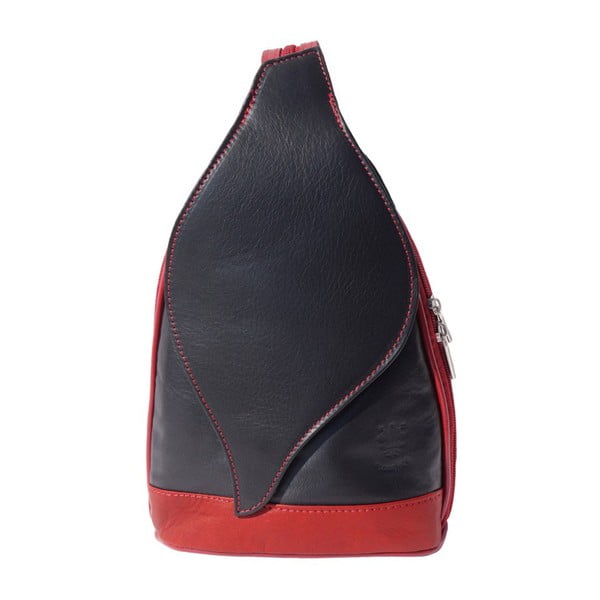 Čierno-červená kožená kabelka Luciano Calboni Federica