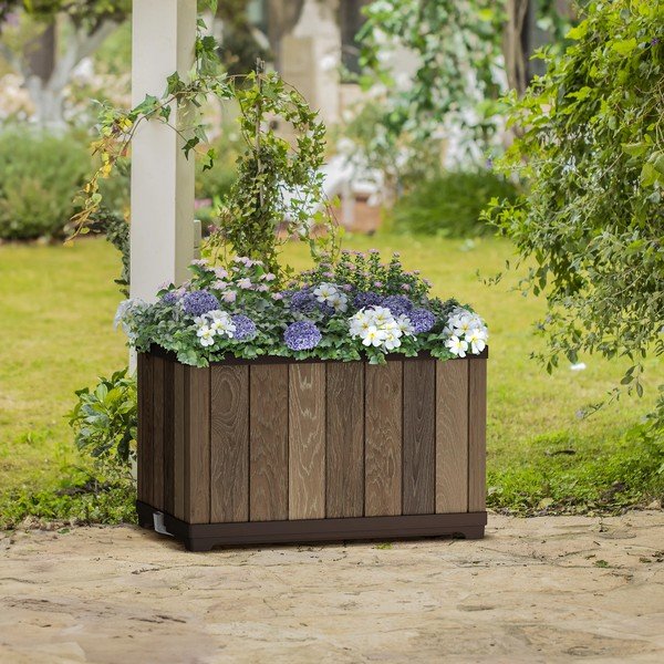 Plastový samozavlažovací kvetináč Deco Rectangle – Keter-image-1