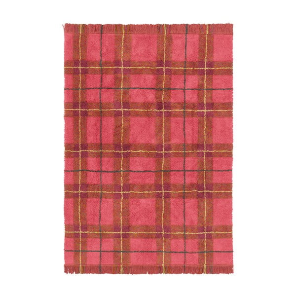 Červený prateľný/ručne tkaný bavlnený koberec 90x120 cm Tartan Vintage Red – Lorena Canals