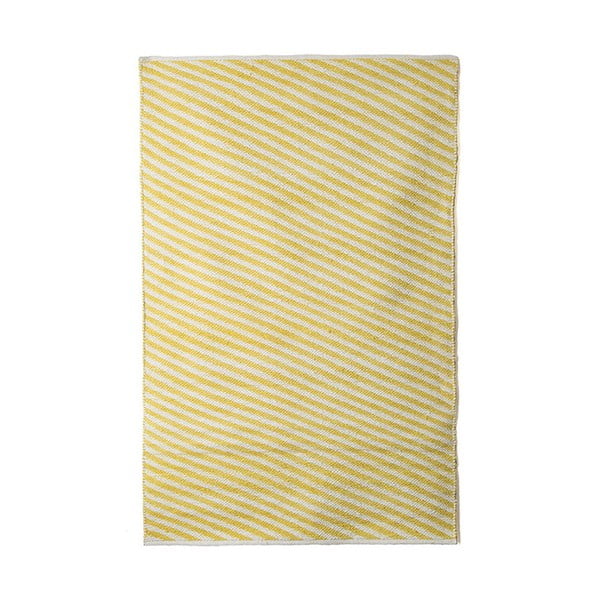 Žltý bavlnený ručne tkaný koberec Pipsa Diagonal, 140 × 200 cm