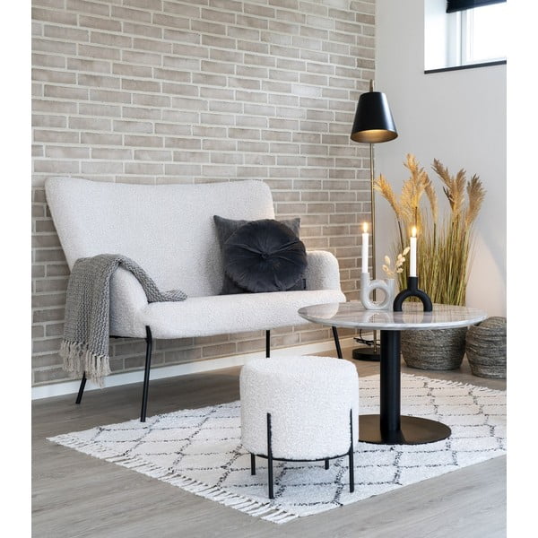 Bielo–čierny okrúhly konferenčný stolík s doskou v dekore mramoru 70x70 cm Bolzano – House Nordic-image-1