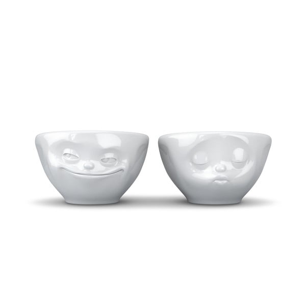 Biele porcelánové misky v súprave 2 ks 100 ml Grinning & Kissing – 58products