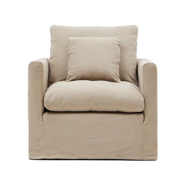 Béžové ľanové kreslo Nora – Kave Home-image-2